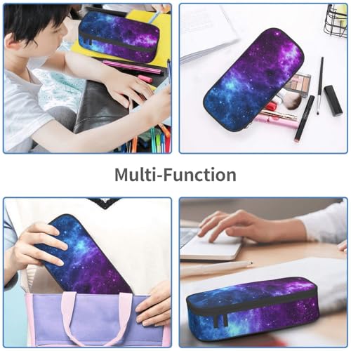 Image of Blue Galaxy Star Purple Space Pencil Case Organizer Big Capacity Pencil Pouch Stationery With Zipper School Supplies Pencil Bag For Girls Boys Office, j56tsd