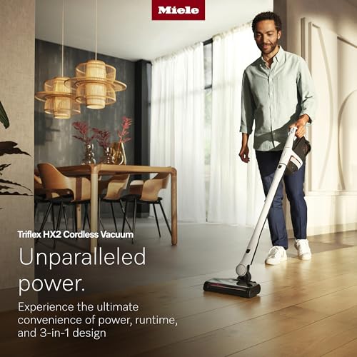 Image of Miele Triflex HX2 Self-Standing Cordless Stick Vacuum Cleaner, 60 min runtime, Lotus White / Rose Gold