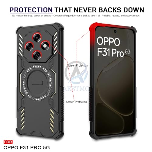 Image of AESTMO Back Case Cover for Oppo F31 Pro 5G | Magnetic Case with Built-in Metal Ring | Compatible with MagSafe Accessories | Shockproof Hybrid (PC + TPU, Black)