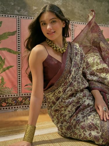 Image of SIRIL Women's Cotton Printed Saree With Unstitched Blouse Piece