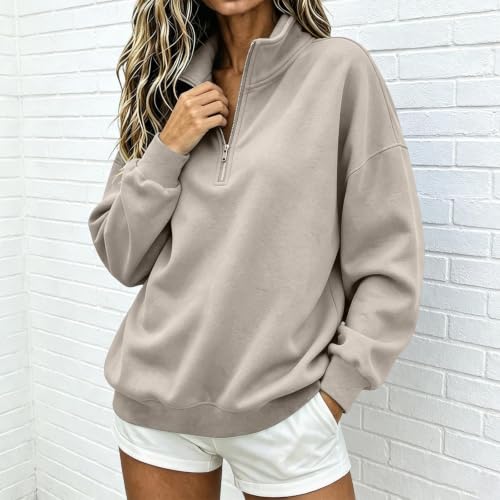 FPMLUXLL Women's Quarter Zip Sweatshirts Long Sleeve Pullover Sweatshirt - image 4