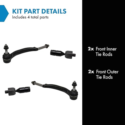 Miniatura 373 de TRQ Juego de varillas de acoplamiento delanteras interiores y exteriores, 4 piezas, compatibles con Chevrolet Cruze 2016-2019 de 16-19 voltios