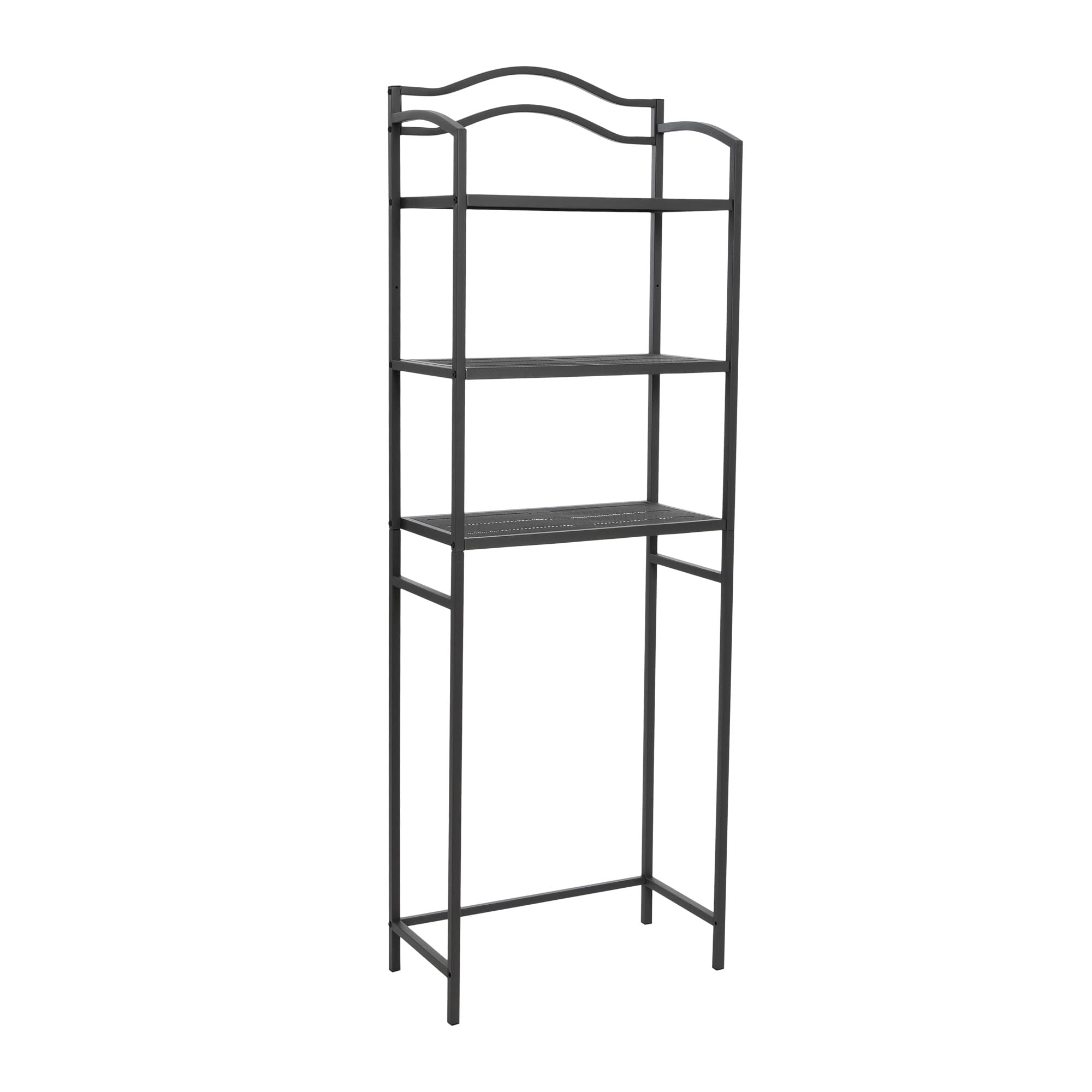 Household Essentials 3-Tier Metal Over the Toilet Bathroom Storage Shelf, Grey