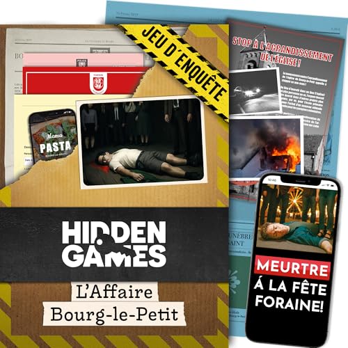 Hidden Games Dossier Criminel - Jeu de Crime, Jeu de détective, Escape Game, Affaires criminelles, enquête immersive, Jeux pour Adultes, enquete criminelle a resoudre - l'affaire Bourg-Le-Petit