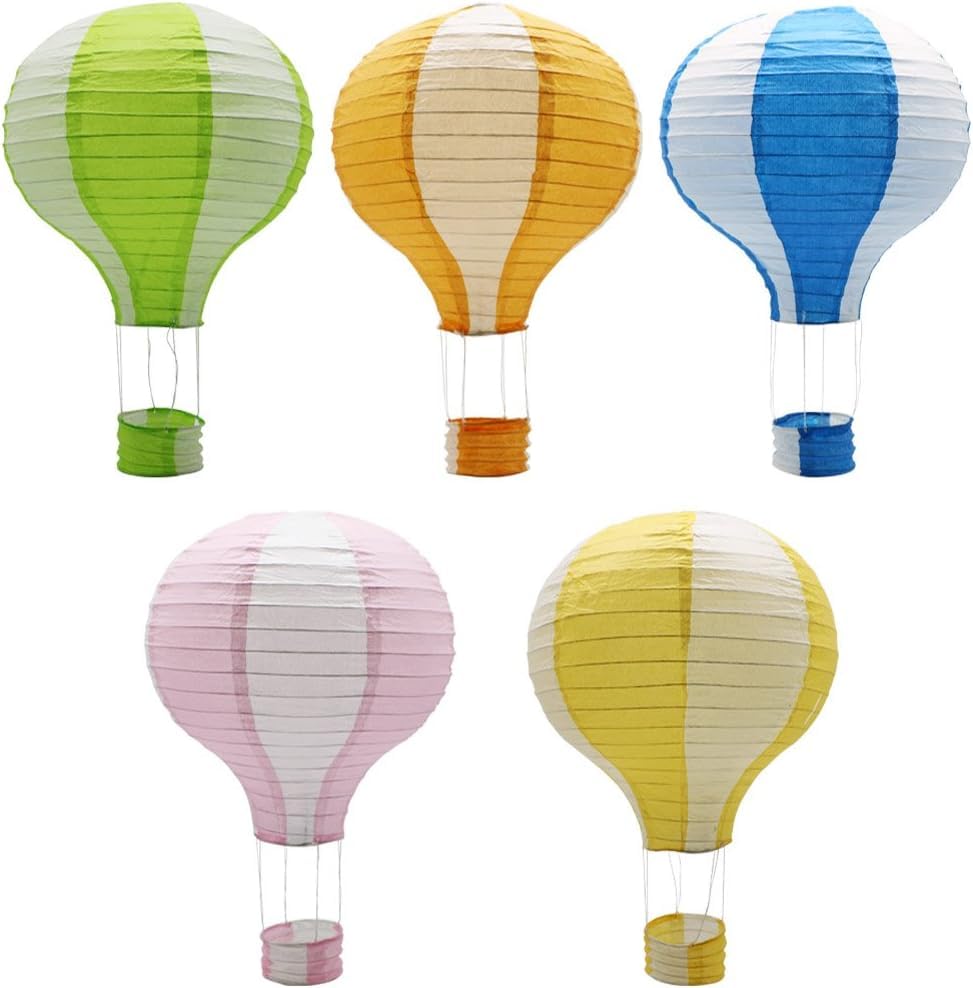 Image of WP WANNA PARTY Hot Air Balloon Paper Lanterns, Rainbow Lantern Decorations For Baby Shower Wedding Birthday Anniversary Classroom Nursery-Green, Set Of 1
