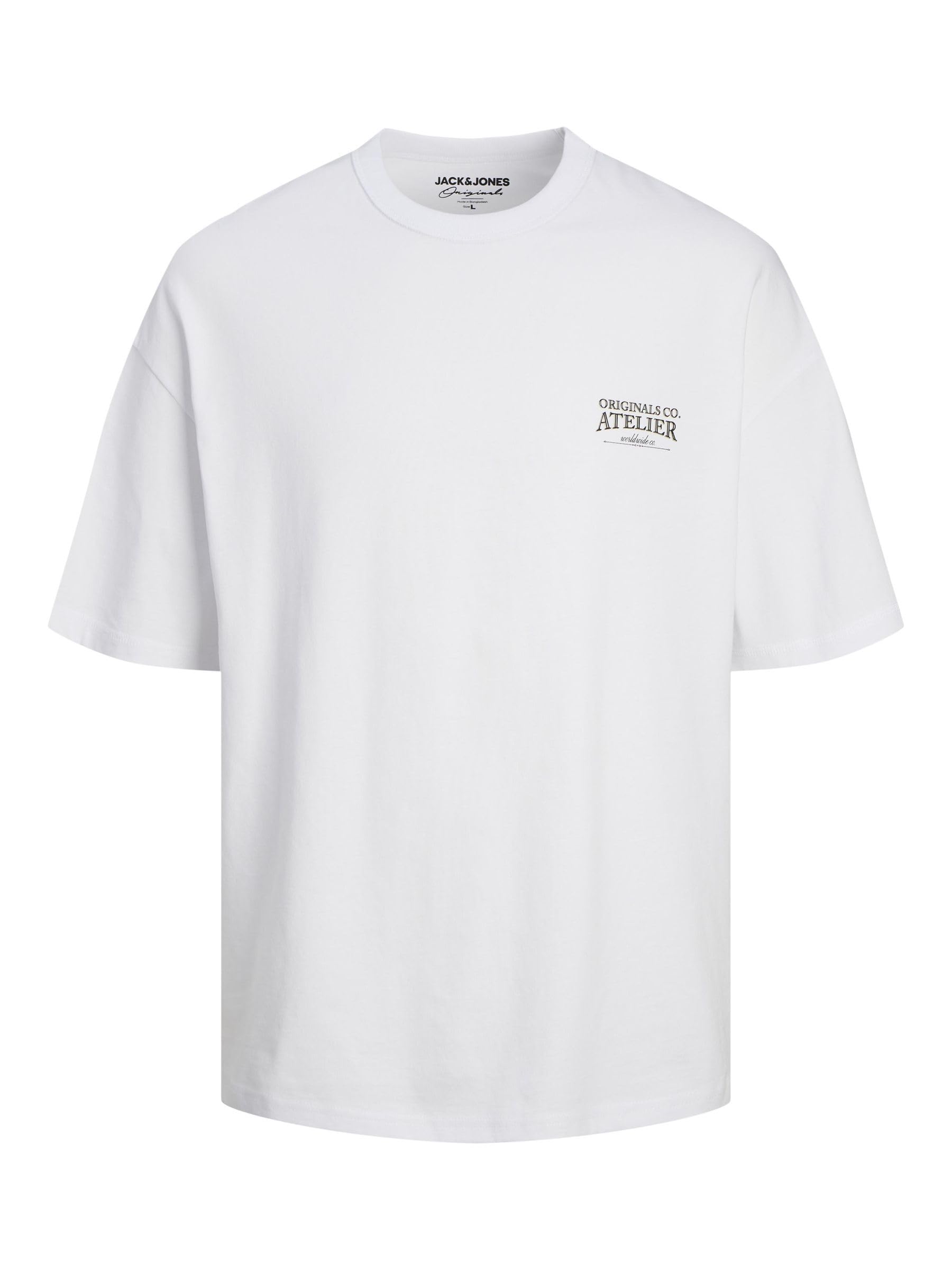 JACK & JONES Mens Santorini Graphic Short Sleeve T-Shirt Bright White M