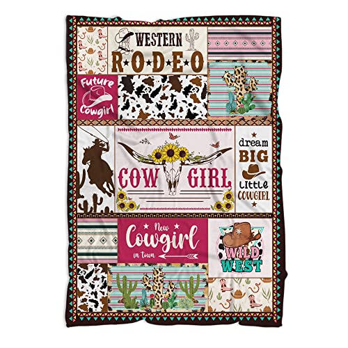 Image of MUCHNEE Cowgirl Blankets 30'' x 40'' for Girls, Western Blankets, New Parents Gift, Girls Pink Blanket, Blanket Décor for Nursery, Birthday Gifts