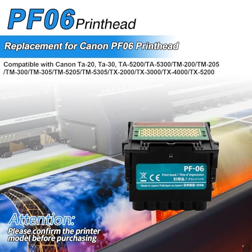 Image of Upgraded Pf-06 Printhead Compatible with Canon Ta-20, Ta-30, TA-5200 /TA-5300 /TM-200 /TM-205 /TM-300 /TM-305 /TM-5205 /TM-5305 /TX-2000 /TX-3000 /TX-4000 /TX-5200, PF-06 Print Head Replacement