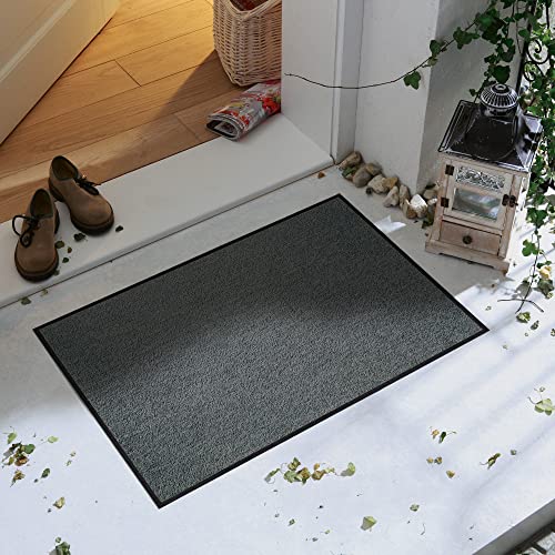 Erwin Müller Fußmatte Mainz, Schmutzfangmatte, Sauberlaufmatte uni anthrazit Größe 70x100 cm - rutschfest, pflegeleicht, für Fußbodenheizung geeignet (weitere Farben, Größen)