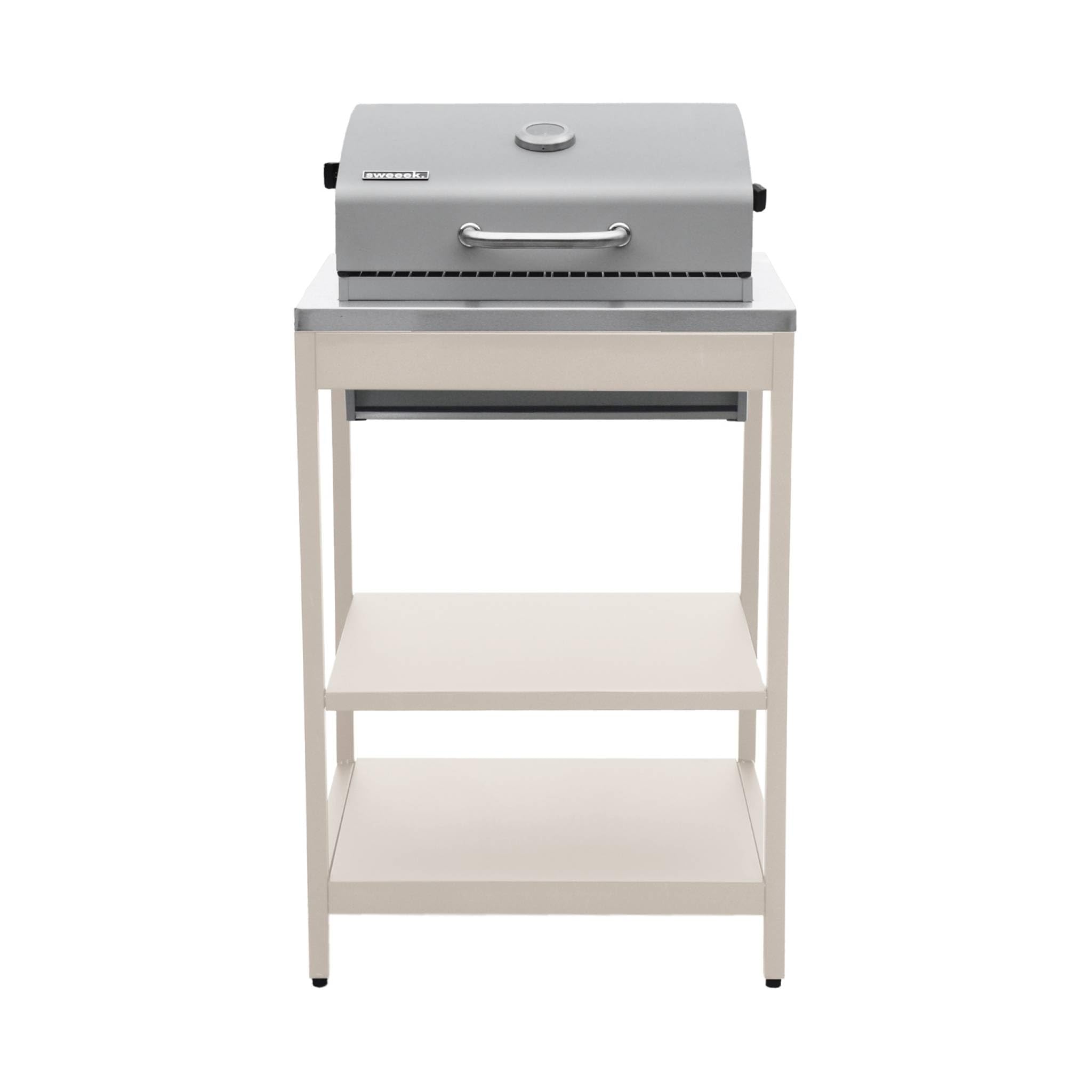 Modulo cucina da esterno con barbecue a carbonella Beige - 60x52x108 cm