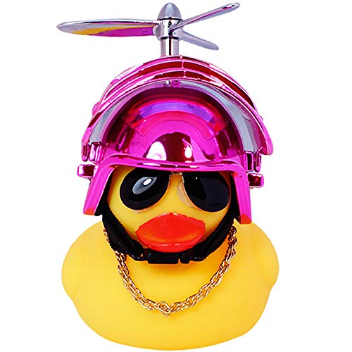 wonuu Rubber Duck Car Decorations Cute Yellow Duck Car Dashboard Ornaments with Propeller (W-Pink)