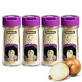 Cebolla en polvo Carmencita, Sazonador de cebolla, Ideal para multitud de aliños, marinadas, rebozados y ensaladas., Sin Gluten, Contiene 4 unidades de 38 g