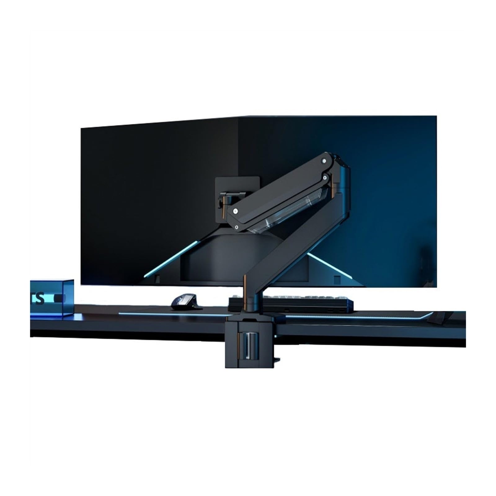 YNBSHGAA Single Monitor Desk Mount Holds 4.4-39.6 lbs and 17-49'' Heavy Duty Screens, Gas Spring Single Monitor Mount Arm with Clamp/Grommet Base, VESA 75/100mm