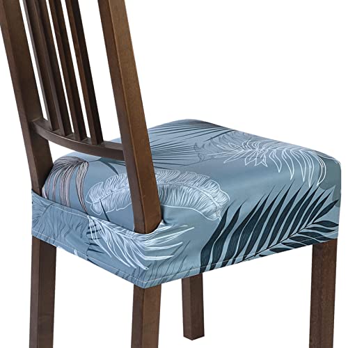 Image of SearchI Dining Chair Seat Covers Set of 6, Rear Covered, Blue Foliage