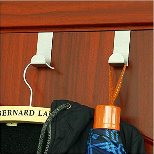 JCBIZ 2 Pack Over The Door Hooks Stainless Steel Seamless Nail-Free Bathroom Kitchen Z Shape Back Door Hook Rack Hanger Organizer Silver (Fit for Thickness: Less Than 1.8cm/4cm)