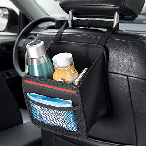 SHIBUI Trunk Backseat Organizer Large Anti-slip Multi-compartment Storage Utility Tool Space Saver Trash Bag for Car Organizer Back Seat,Hanging Mini Trash Bag Black. Fabric