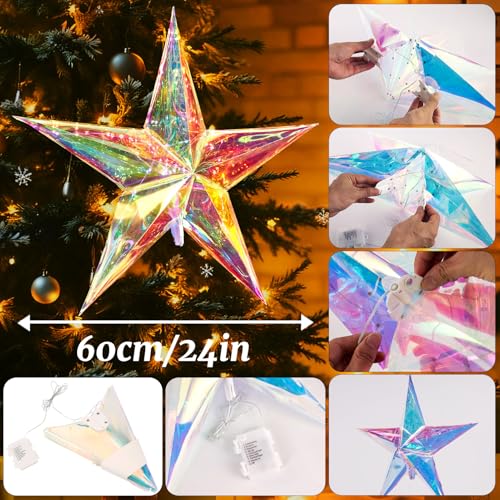 Décoration de Noël à 5 branches avec reflets multicolores suspendus - 3