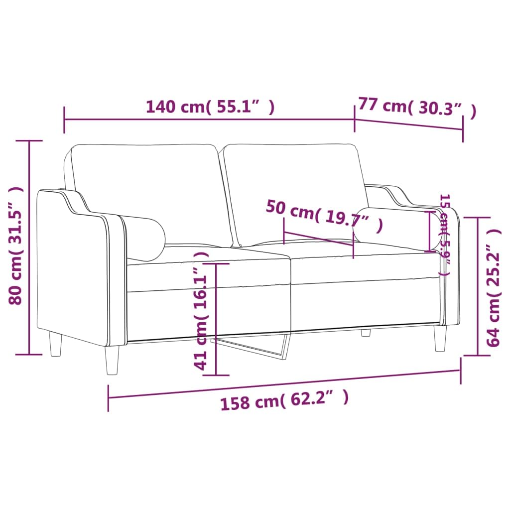 Gecheer Sofás de salón,Sofá Chaise Longue Moderno,Sofás cheslong,Silla Sillón de Asiento - Sofá de 2 plazas con Cojines Tela Amarillo Claro 140 cm