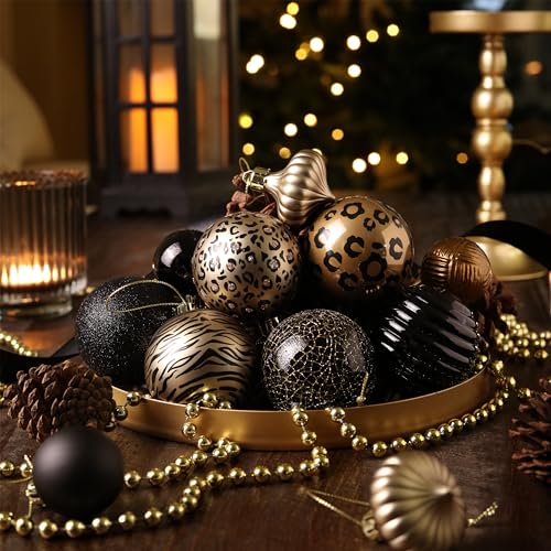 21ct Black and Gold Christmas Ornaments Set Tree Decorations - image 8