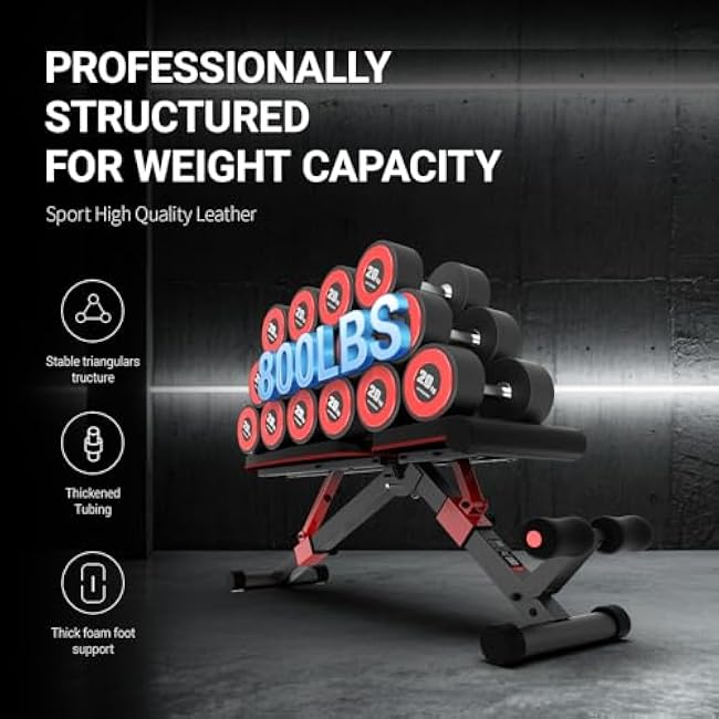 HARISON Adjustable Weight Bench for Home Gym, Foldable Workout Bench Press with Leg extension, Incline Decline Flat Bench 800 LBS Capacity