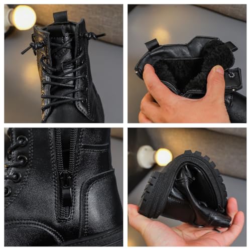 Hhhchpm Boys and Girls Hiking Boots Summer Camp Waterproof Anti-collision Non-slip Desert Boots Military Fan Shoes Children's Hiking Shoes (Black velvet,1.5)