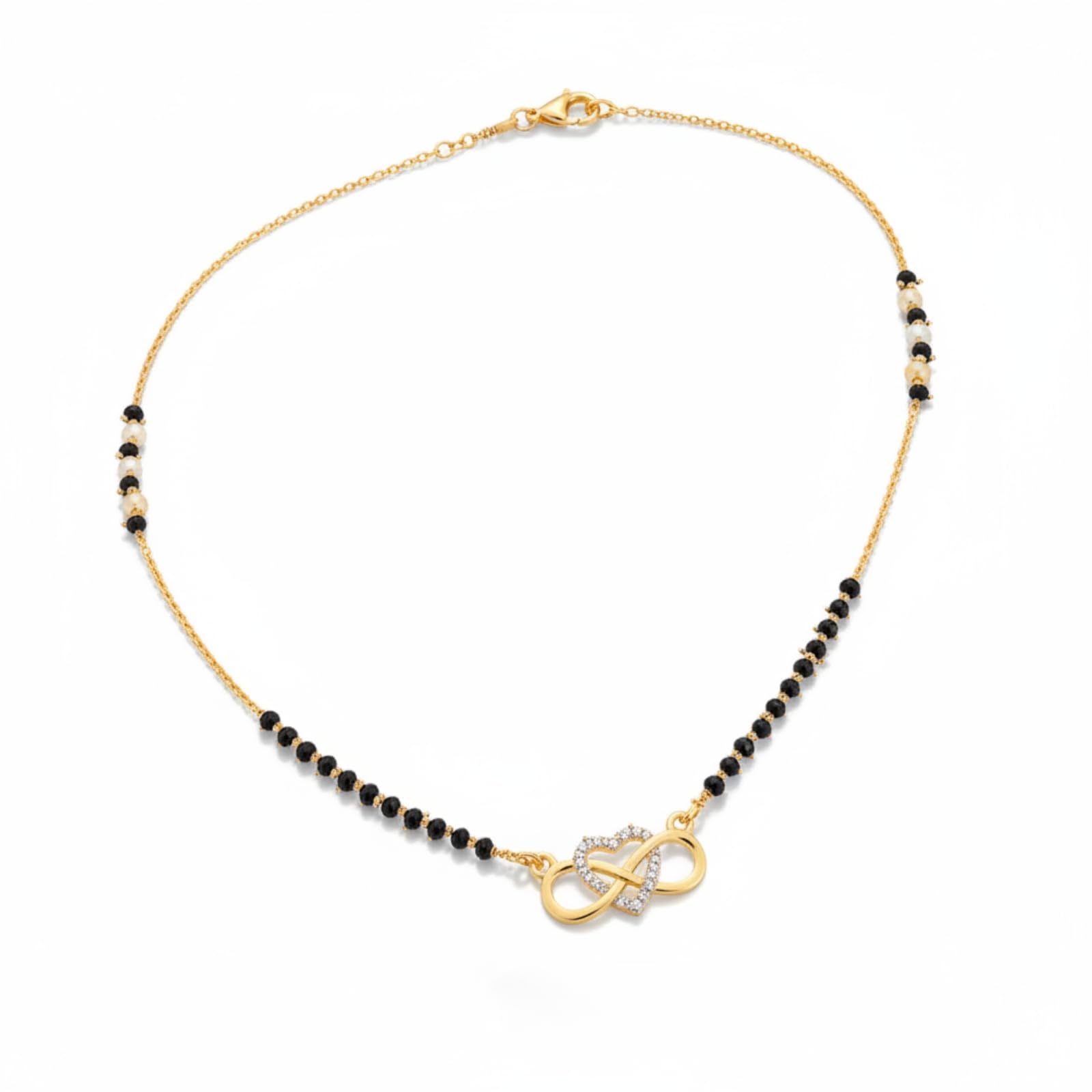 925 Hallmark Silver Gold Plated Infinity Love Mangalsutra-image-16