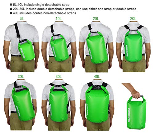 Marchway Floating Waterproof Dry Bag 5L/10L/20L/30L/40L, Roll Top Sack Keeps Gear Dry For Kayaking, Rafting, Boating, Swimming, Camping, Hiking, Beach, Fishing (Green, 40L) #TOP2
