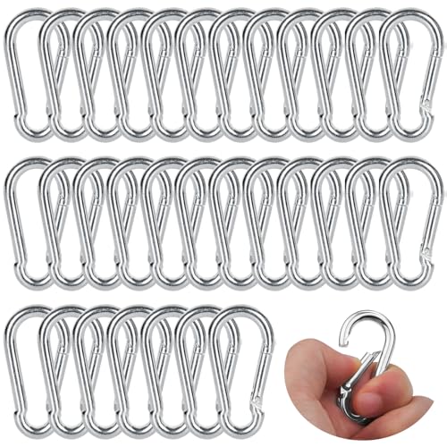 LANIAKEA 60 Pack 2inch Carabiner Clip Spring Snap Hook, M5x50MM Small Carabiner Clip Metal Clip Heavy Duty Rope Connector Heavy Duty Carabiner Clips for Home Gym, Outdoor Traveling, Swing, Hiking
