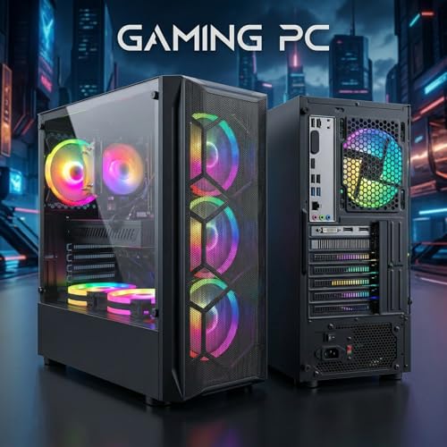 Image of STGAubron Gaming PC Computer Desktop, Intel Core i7 up to 3.9GHz, Radeon RX 580 8G Video Card, 16GB RAM, 1TB SSD, WiFi 6, BT 5.0, RGB Fan x 6, Windows 11 Home