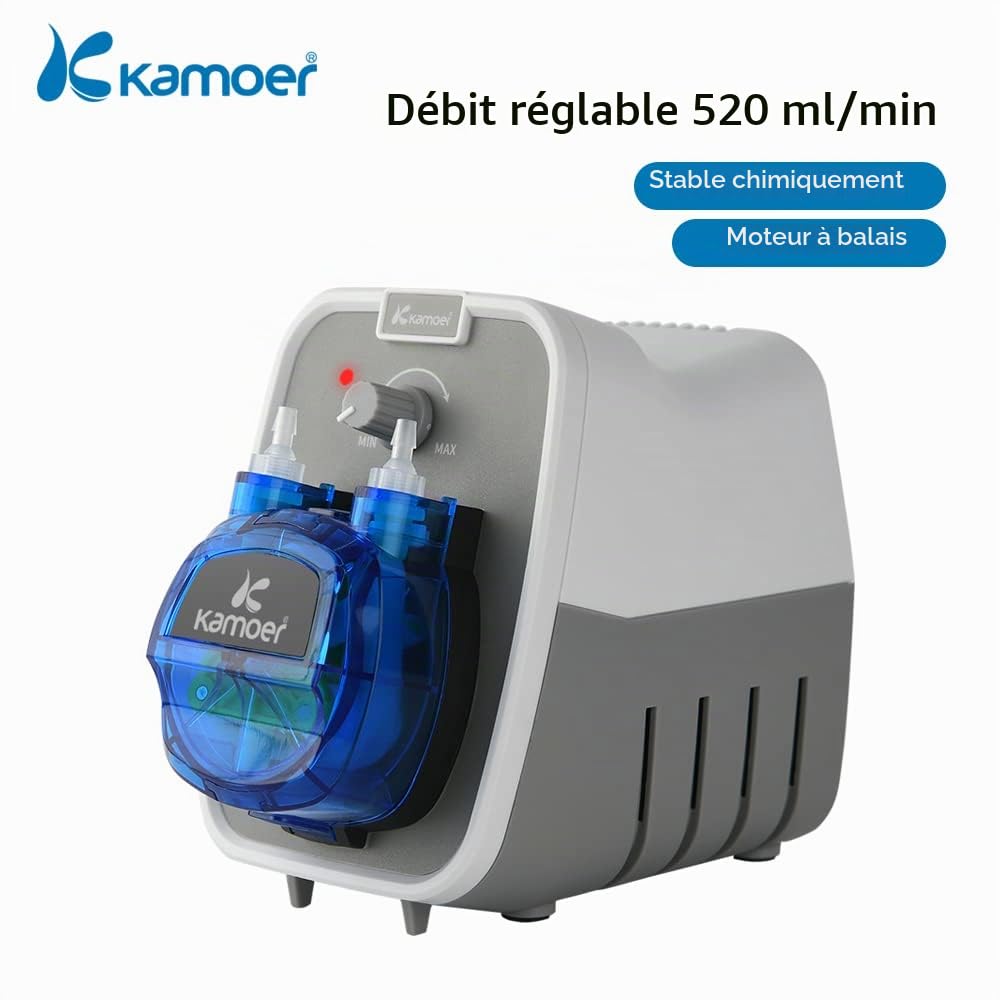 Kamoer KCPA600 24V pompe péristaltique pompedébit 180-520 ml/min réglable | doseuse de liquide à haut tube en norprène 4mm ID x 7.2mm OD