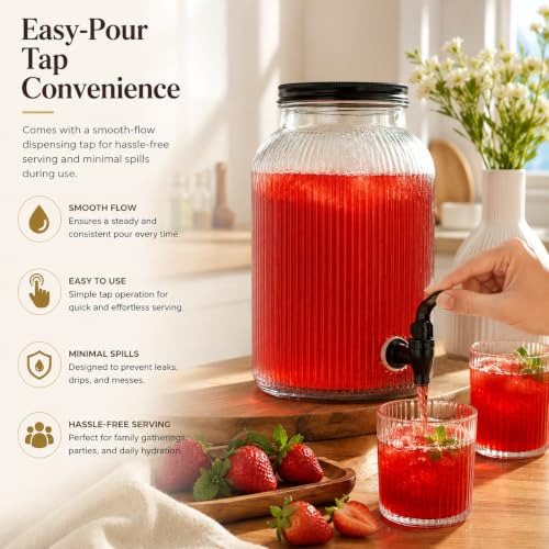 Bellemax 5.5L Glass Iced Drink Dispenser, Black Pack of 1 - Image 5