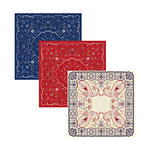 100% Combed Cotton Bandanas 3 Packs, Face Bandana For Women And Men, Unisex Multi-Functional Headbands And Scarves (001) #TOP1