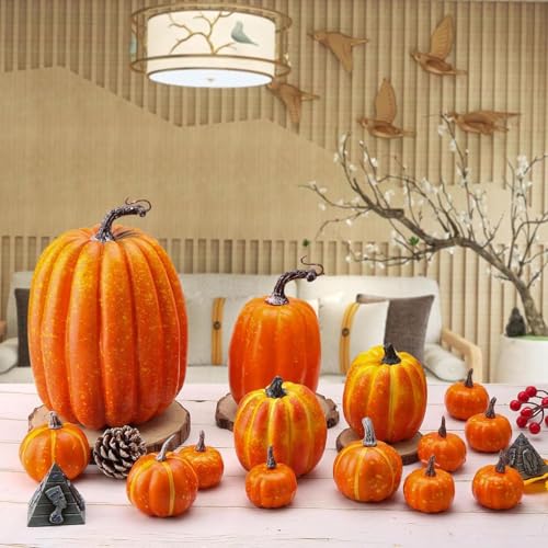 Calabazas para decoración sin mantenimiento para centros de mesa duraderos 4