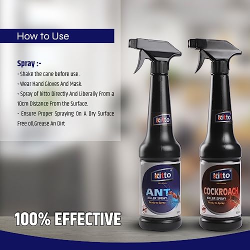 Image of Kitto Ant Spray and Kitto Cockroach Killer Spray,Eco-Friendly killer,Non-Toxic,Fast and Convenient for Home, Kitchen, and Office, Human & Pet Friendly with Refreshing Fragrance (500 ml -Pack of 2)