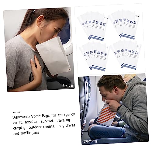 KALLORY 100 Unidades Saco De Vômito De Avião Vomitar Sacos Carro Vomitar Saco Bolsas De Êmese Saco D