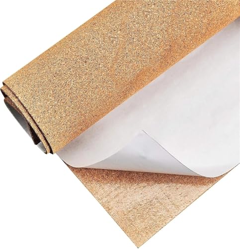 Liege Autocollant Rouleau de liège adhésif 2 mm d'épaisseur, 30,5 x 61 cm, isolant for tableaux d'affichage, sous-verres, panneaux porte et revêtements sol