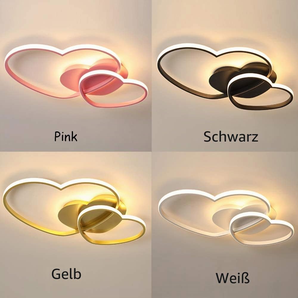Deckenleuchte LED Liebe Herz Design Deckenlampe Acryl Lampenschirm Deko Decke Leuchte Deckenlicht Dimmbar Mit Fernbedienung Kinderzimmerlampe Schlafzimmer Kronleuchter 50Cm [Energieklasse A++],Rosa …
