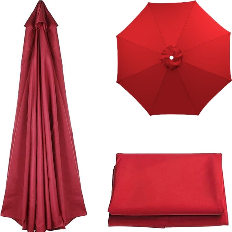 Telo di ricambio per ombrellone da giardino, telo di copertura per ombrellone da 10 piedi con 6 stecche e 8 stecche, telo di ricambio universale per ombrellone da giardino (rosso, 300 cm/10 piedi con