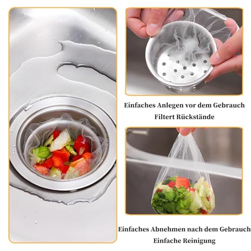 HSYTEK 400 Stück Einweg Sink Filter, Sieb für Spülbecken, Verstopfungssicher Abflusssieb Küchenspüle, Elastisch Mesh Waschbecken Sieb, Sink Strainer für Küche, Badezimmer, Waschbecken (4 x 100 Stück)
