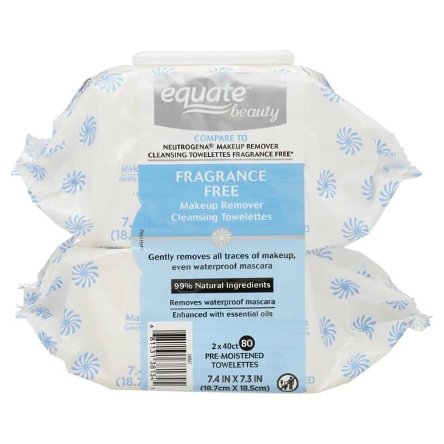 Equate Facial Fragrance-Free Cleansing & Makeup Remover Towelettes, 40 Count, 4 Pack, and CARD Gift of Maker Explorador