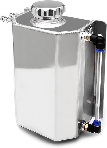 YIUIY Tanque de desbordamiento de refrigerante universal 2l Tanque de expansión de depósito de desbordamiento de refrigerante de aluminio 2l Plata