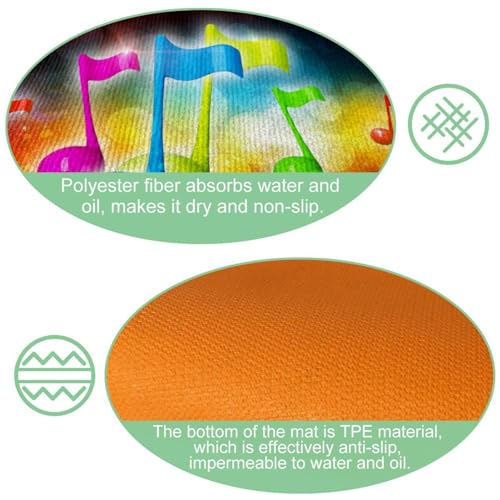 Tapete de cocina de notas musicales con base antideslizante lavable 6