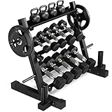 Holleyweb 3 Tier Dumbbell Weight Rack , Dumbbell Rack Stand Only,Adjustable Width Weight Rack for Du