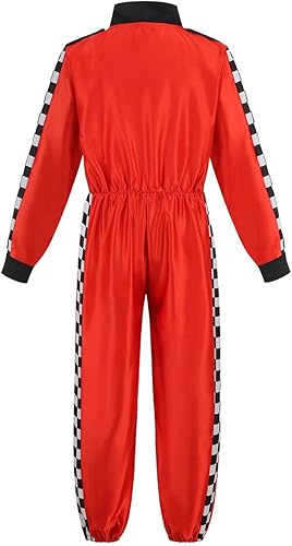Miniatura 2 de HAPNBCELE Disfraz de piloto de coche de carreras para niños y niñas, traje de cosplay de carreras de Halloween, overol de corredor con gorra de coche