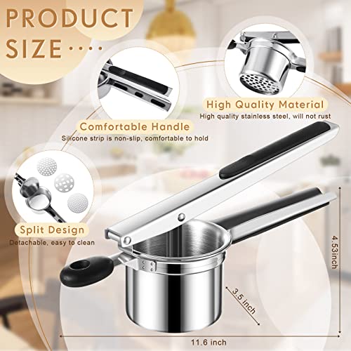 6 Pieces Gnocchi Board Set Includes 2 Dough Bench Scraper Cutter, 2 Gnocchi Pasta Board Stripper Paddles With Rollers Stainless Steel Potato Ricer Masher With 3 Interchangeable Discs Pastry Wheel #TOP1