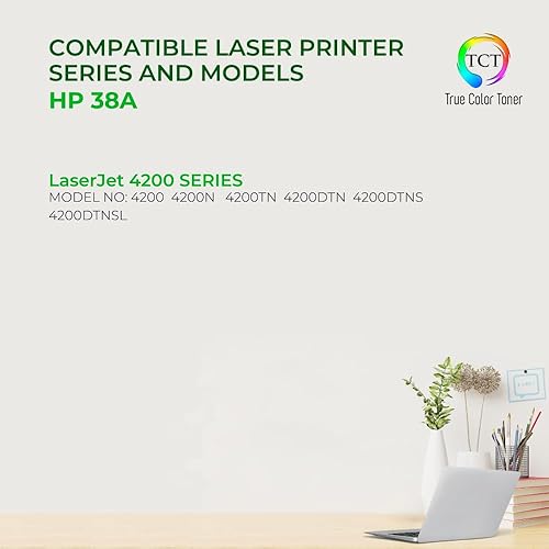 Miniatura 2 de TCT Cartucho de tóner 38A – Repuesto compatible de alta calidad para impresoras HP 38A Q1338A negro, funciona con impresoras HP Laserjet 4200 4200N