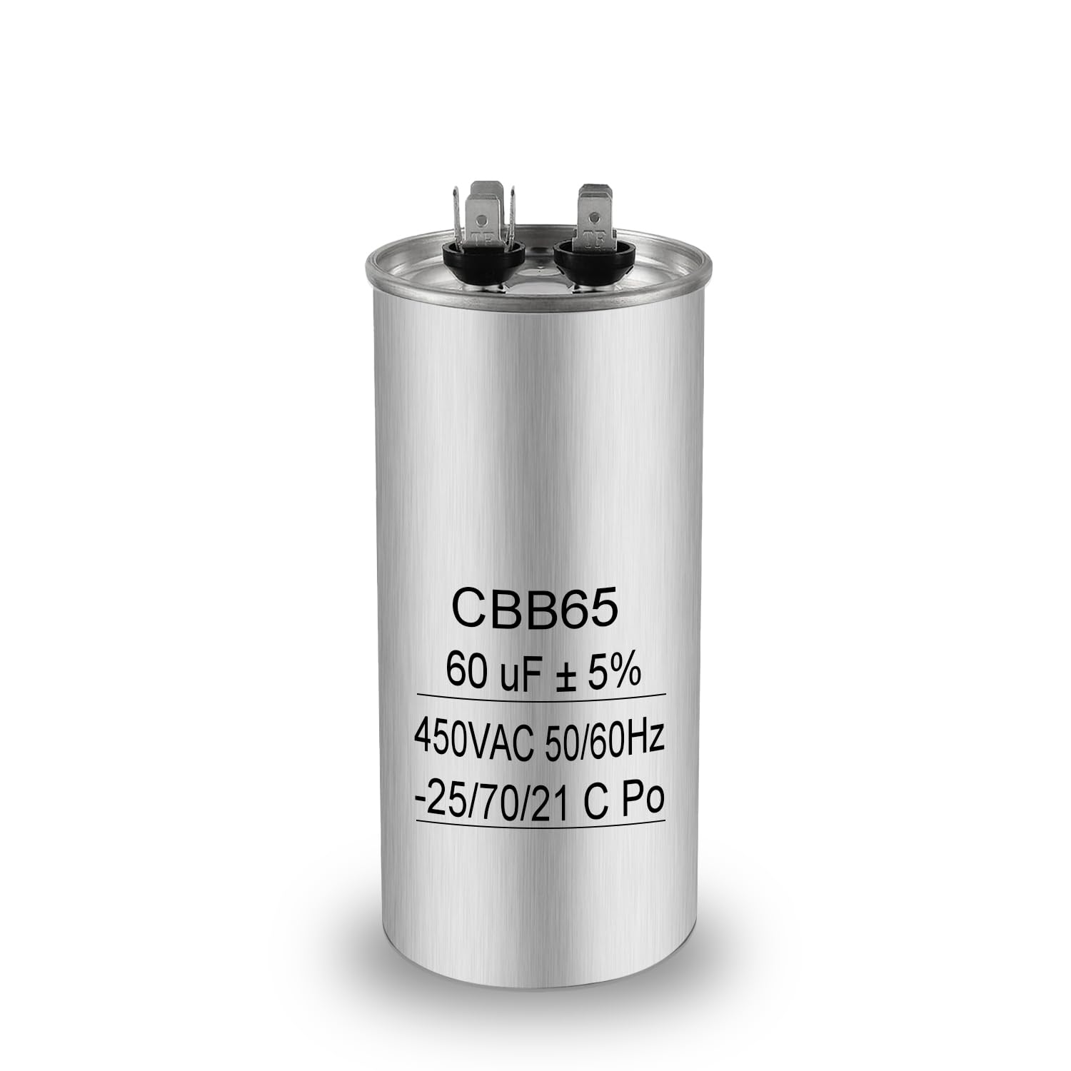 Iruihoo 60uF CBB65 Condensador de motor 450V CA 50/60Hz, 60µF arranque funcionamiento carcasa metálica