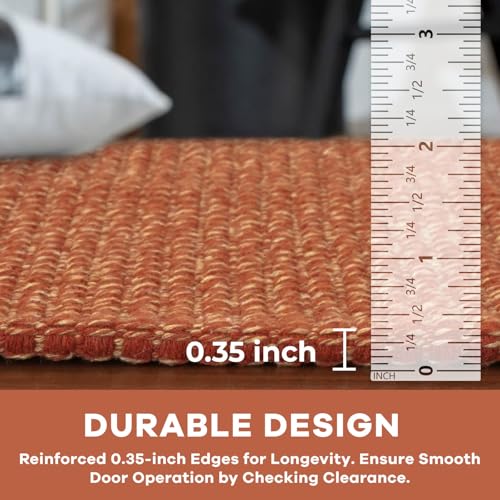 KOZYFLY Long Runners for Hallways 2x12 ft Washable Kitchen Runner Non Slip Rubber Backed Hallway Rugs Cotton Entryway Runner Rug Floor Carpet for Indoor Hall, Backdoor, Kitchen, Orange/Tan