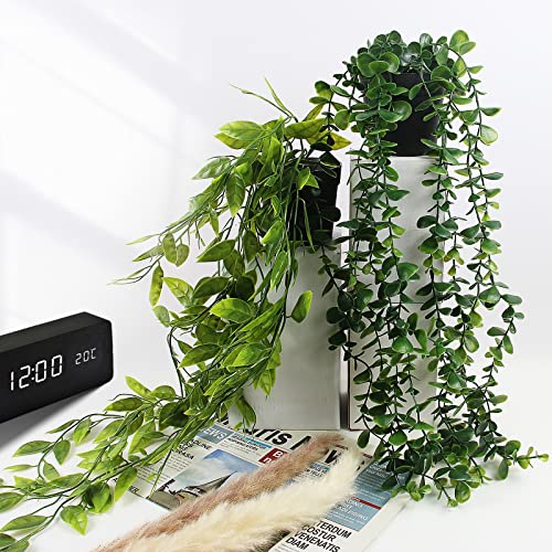 INSANYJ Artificial Plants Indoor Outdoor, 3 Packs Fake Plants, Artificial Hanging Plants Fake Ivy With Pots Home Decor for Wedding, Party, Home Garden Bathroom Wall Decoration - Image 5