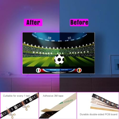 One94Store USB 5V 5050 RGB Led Strip Light with Bluetooth Remote Control Multi-Color Changing Lighting Kit with Tv Background Lighting for Tv Pc Laptop (3 Meter for 40-49 Tv'S) 3 513IwKyOnyL